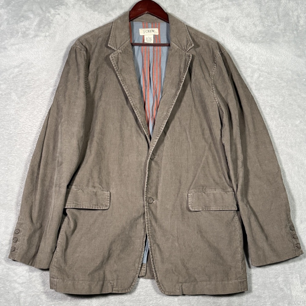 J.Crew Blazer Mens Large Gray Corduroy Sport Coat Two Button Casual Jacket